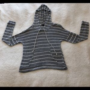 Iris Grey and White Stripped Knitted Hoodie